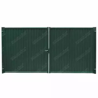 Ворота распашные модульная панель Эстет 2м 3.6м RAL 6005 (зеленый) Grand Line