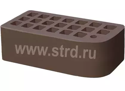 Кирпич облицовочный пустотелый фасонный КФ-2 Темно-коричневый гладкий 250*120*88мм утолщенная стенка 20мм М175кг/см2 М150кг/см2 Железногорск