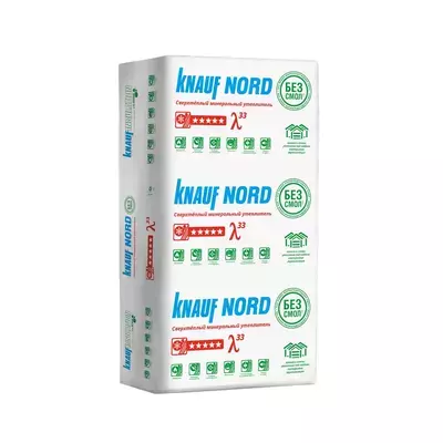 Утеплитель Knauf KNAUF NORD 1250*600*100мм 4.50м2 0.450м3 минвата (стекловолокно)